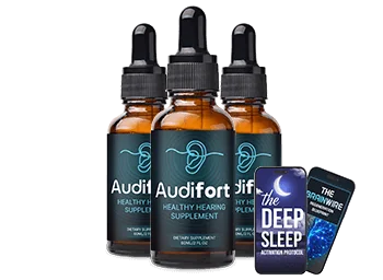 Three bottles of Audifort liquid drops with the two free e-books