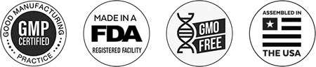 Seller badges: GMP certified, made in an FDA registered facility, GMO free, assembled in the USA